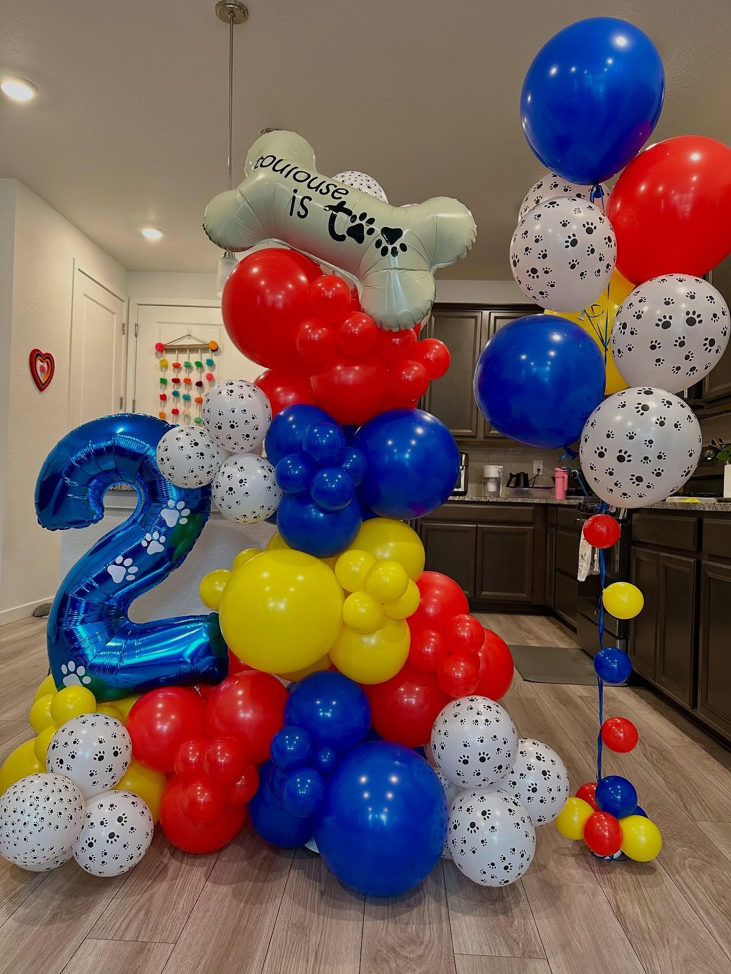 PATYDECRO blue yellow paw balloons backdrop for photos