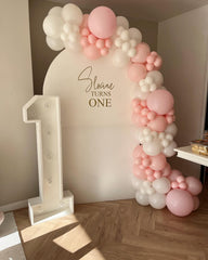 PATYDECRO ribbons included with pink and white balloons for easy arch decor