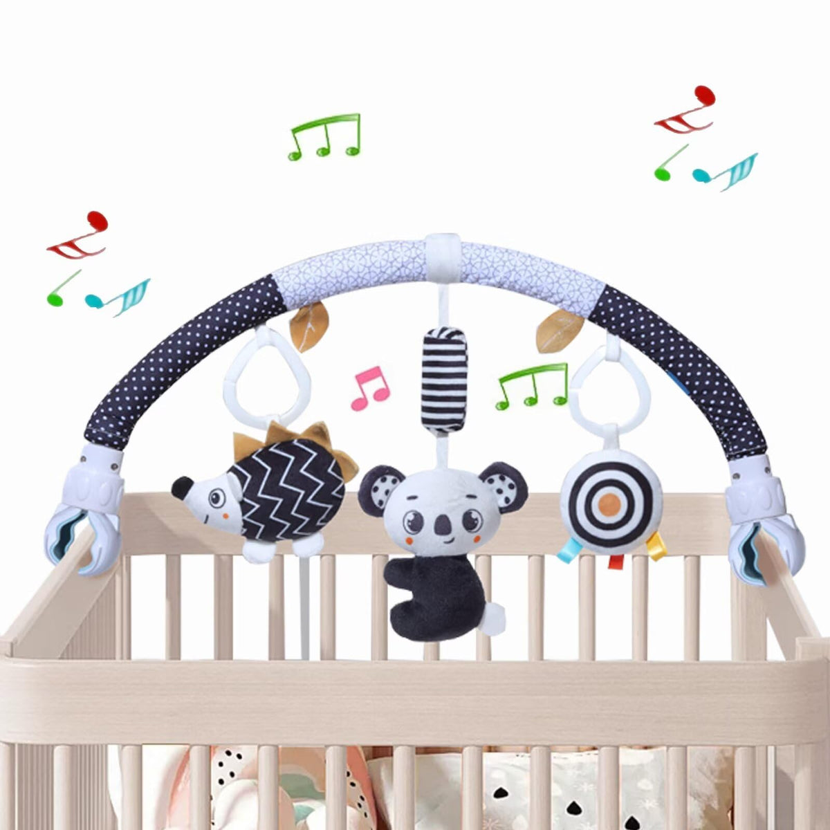 Pau1Hamilton Koala wind chime arch toy on stroller for visual engagement
