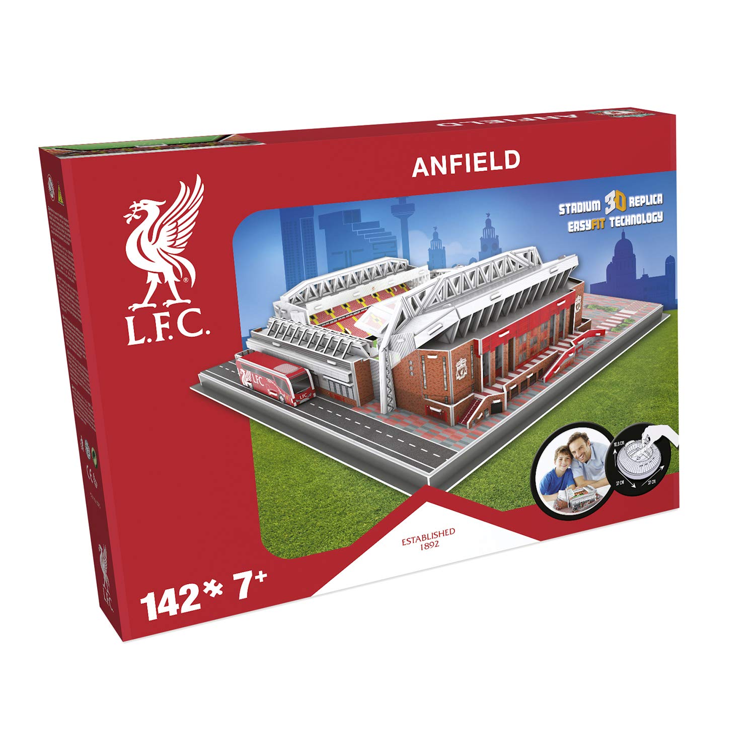 Paul Lamond Anfield 3D puzzle assembly pieces demonstrating easy slot-together construction