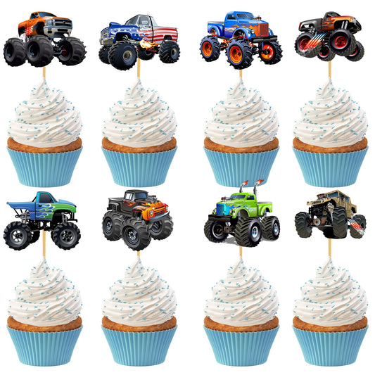 PAVATUTAT monster truck cupcake toppers package adds playful vehicle flair to desserts