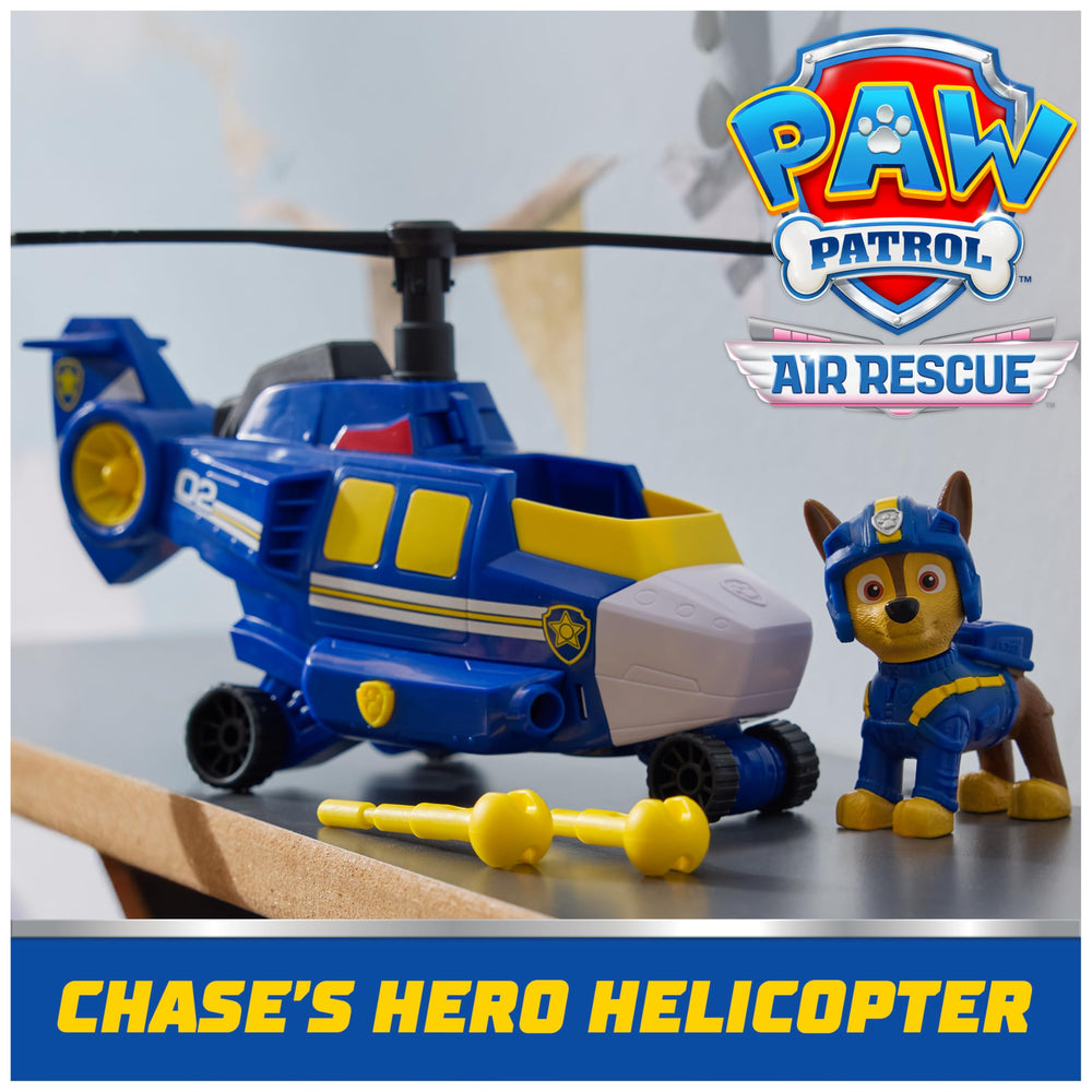 PAW Patrol Air Rescue Chase helicopter toy with spinning propellers for engaging aerial missions.