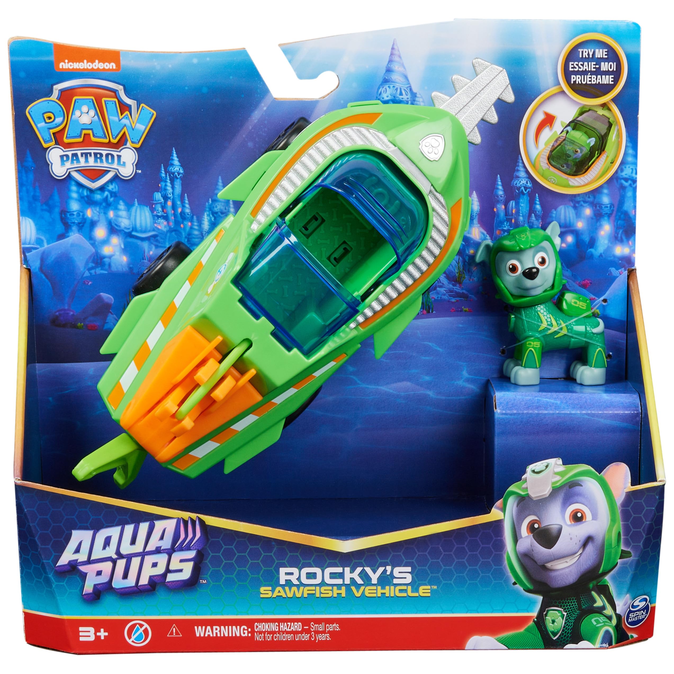 Rocky’s Sawfish Rescue Vehicle shown in transforming mode for quick missions.