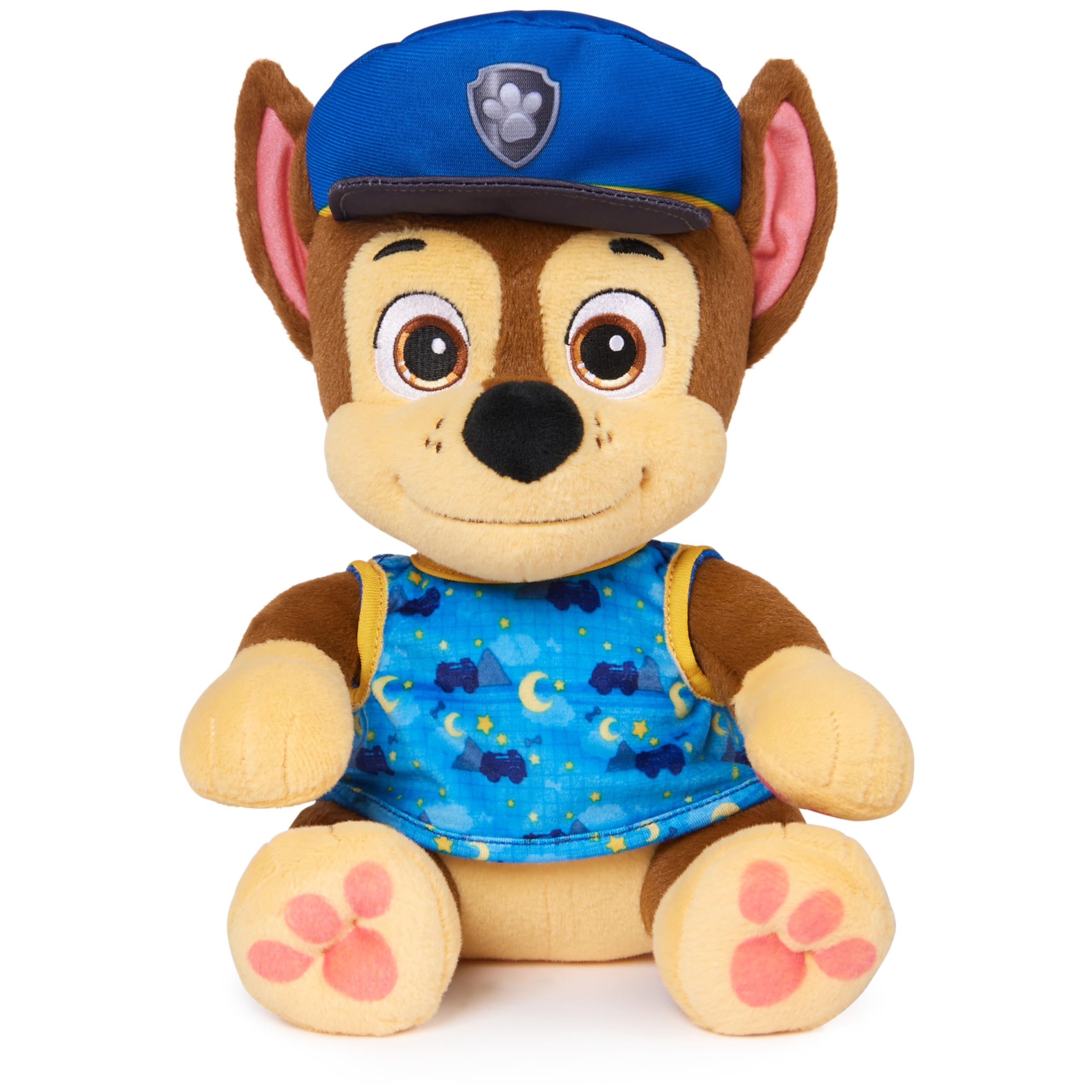 PAW Patrol Bedtime Plush Chase front view with ultra-soft fur for snuggly evenings.