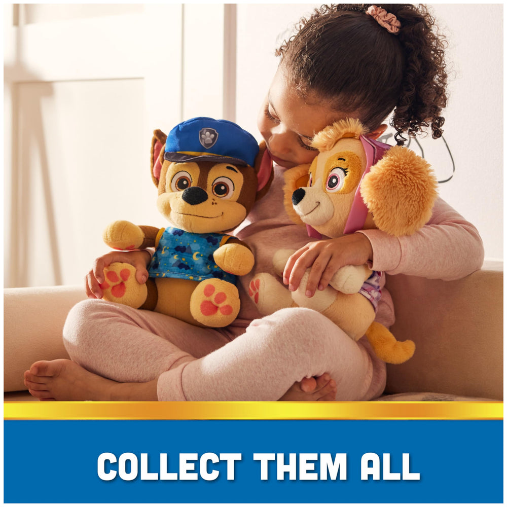 PAW Patrol Bedtime Plush Chase soft fur ideal for gentle bedtime cuddles.