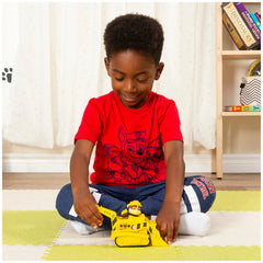 Movable drill on Rubble's bulldozer enhances interactive pretend rescues