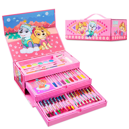 Paw Patrol color-pencil-set-pink-travel-case enables on-the-go coloring for kids.