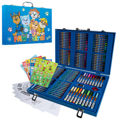 Paw Patrol travel case with colorful pencils opens to spark kids' creative drawing sessions.