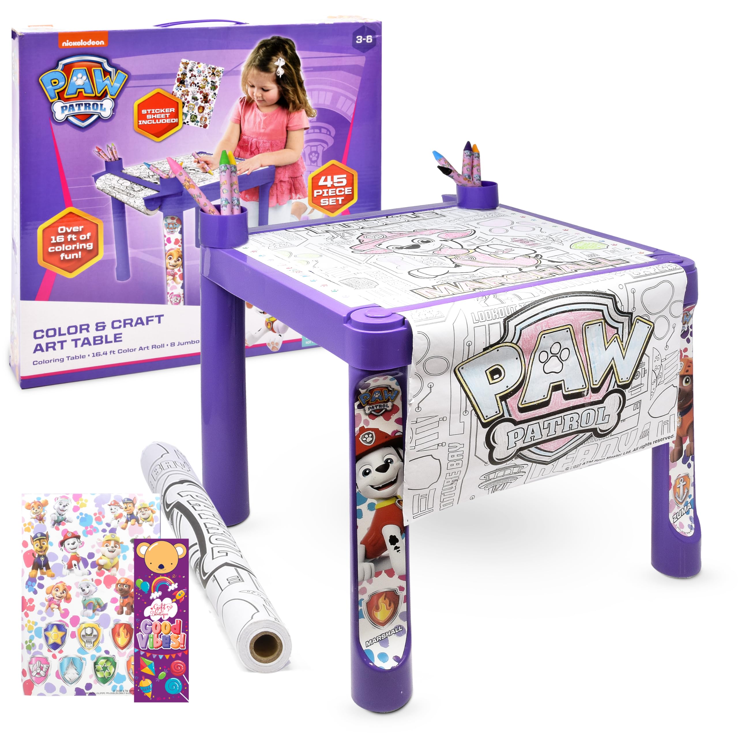 Paw Patrol coloring art table in purple sparks imaginative coloring sessions.