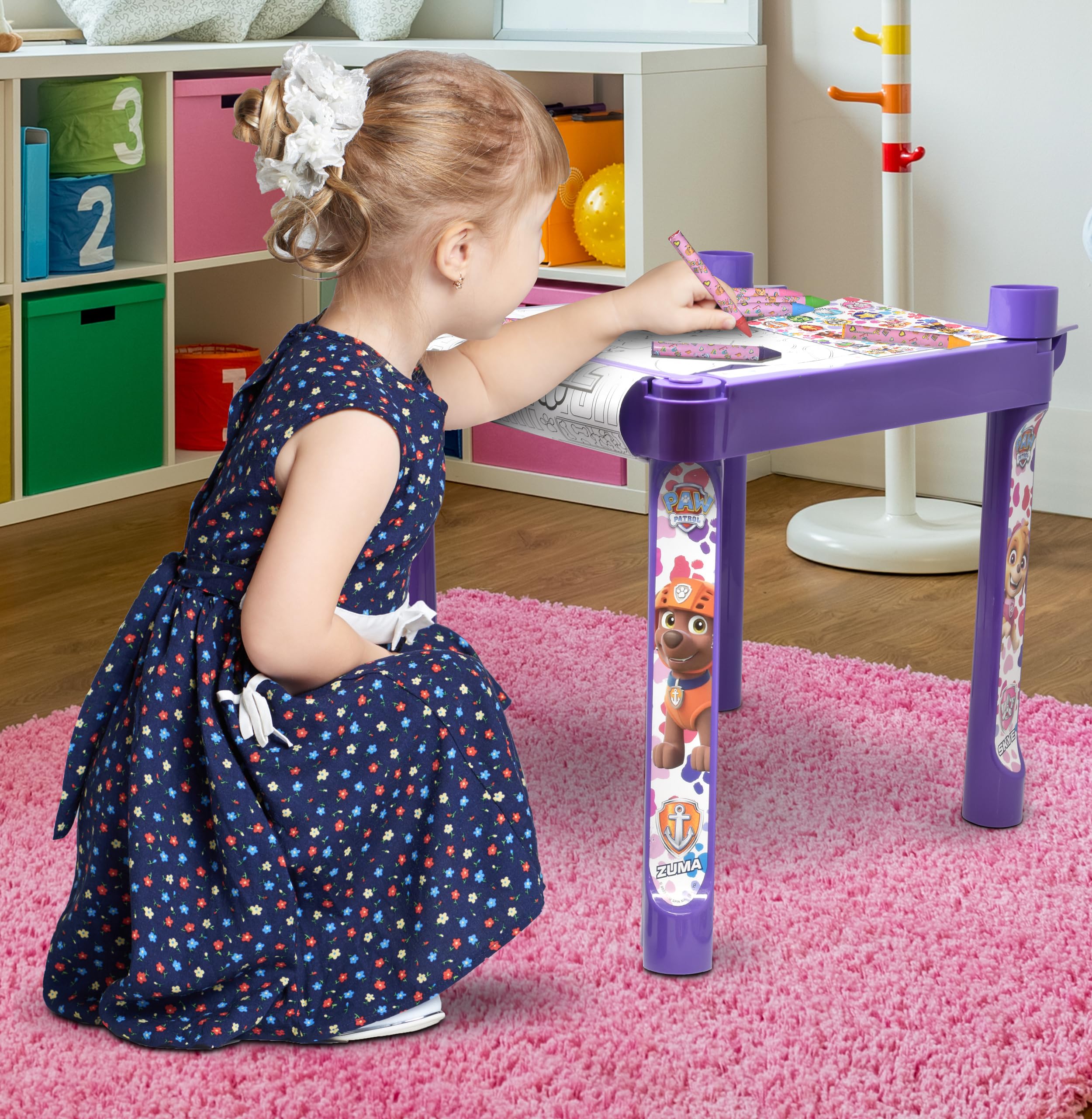 Paw Patrol creativity development supported by long paper roll and beloved characters.