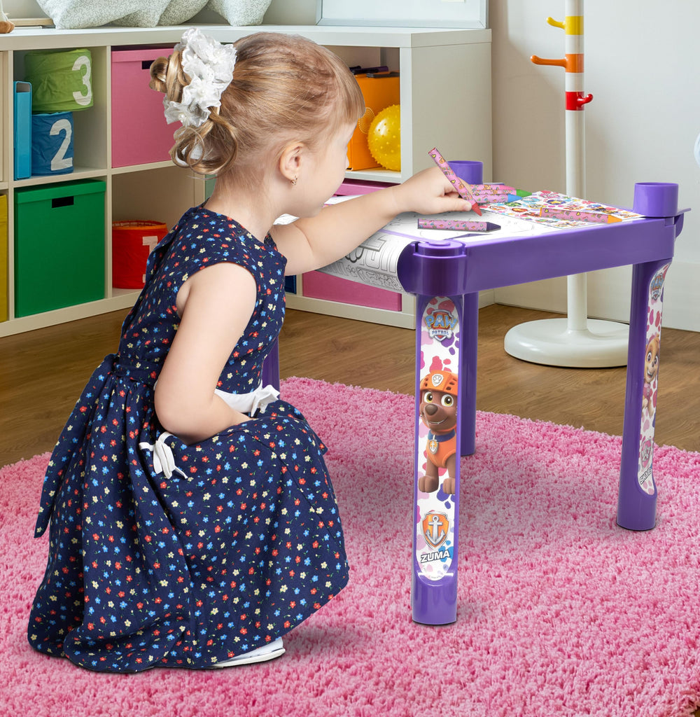 Paw Patrol creativity development supported by long paper roll and beloved characters.