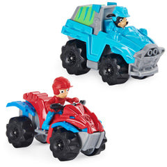 Paw Patrol dinosaur-inspired graphics and metallic finish close-up on a die-cast vehicle