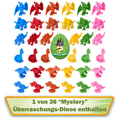Paw Patrol Rex figure close-up in Dino Rescue gear for pretend rescues.