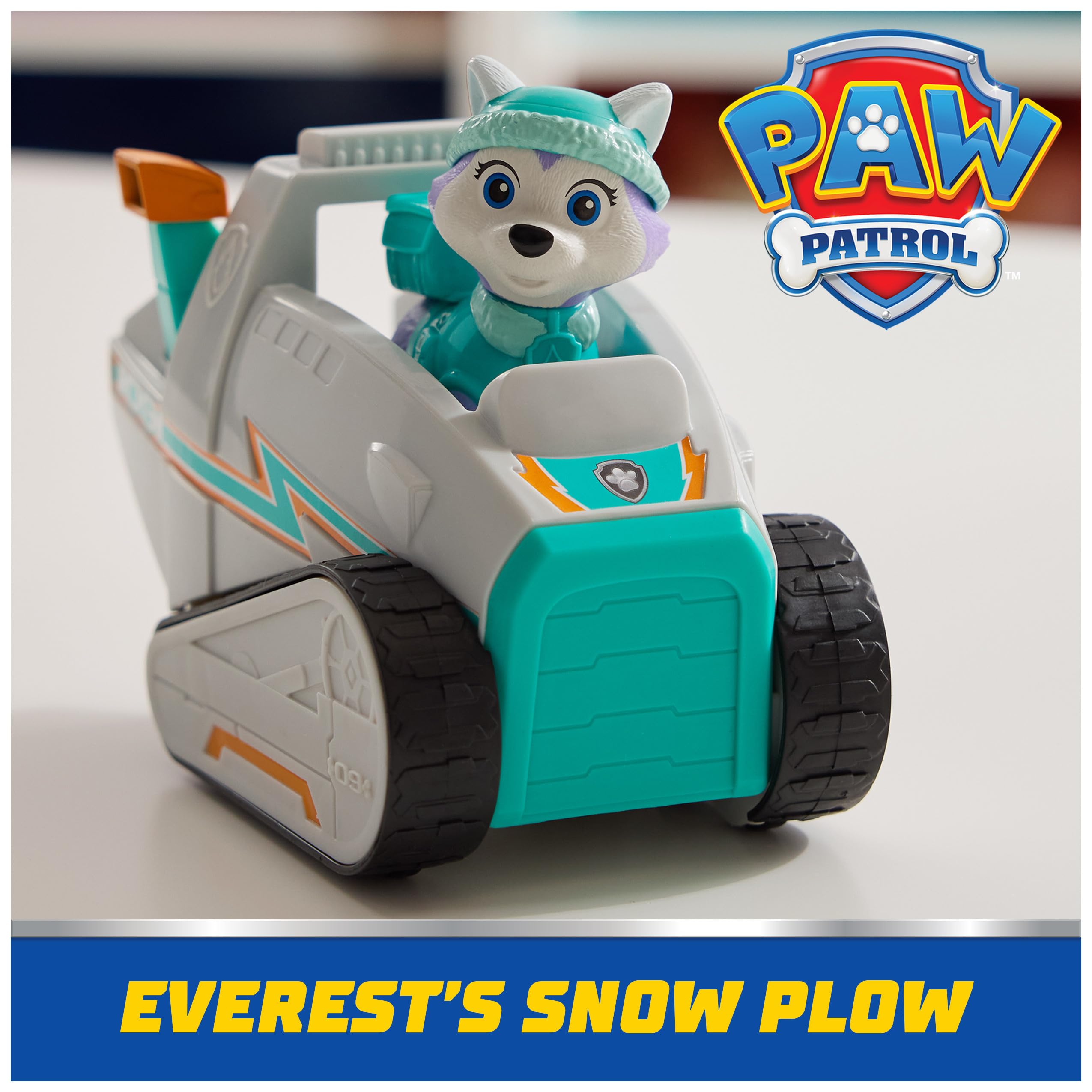 Paw Patrol Everest collectible figure pairs with the snow plow for pretend missions