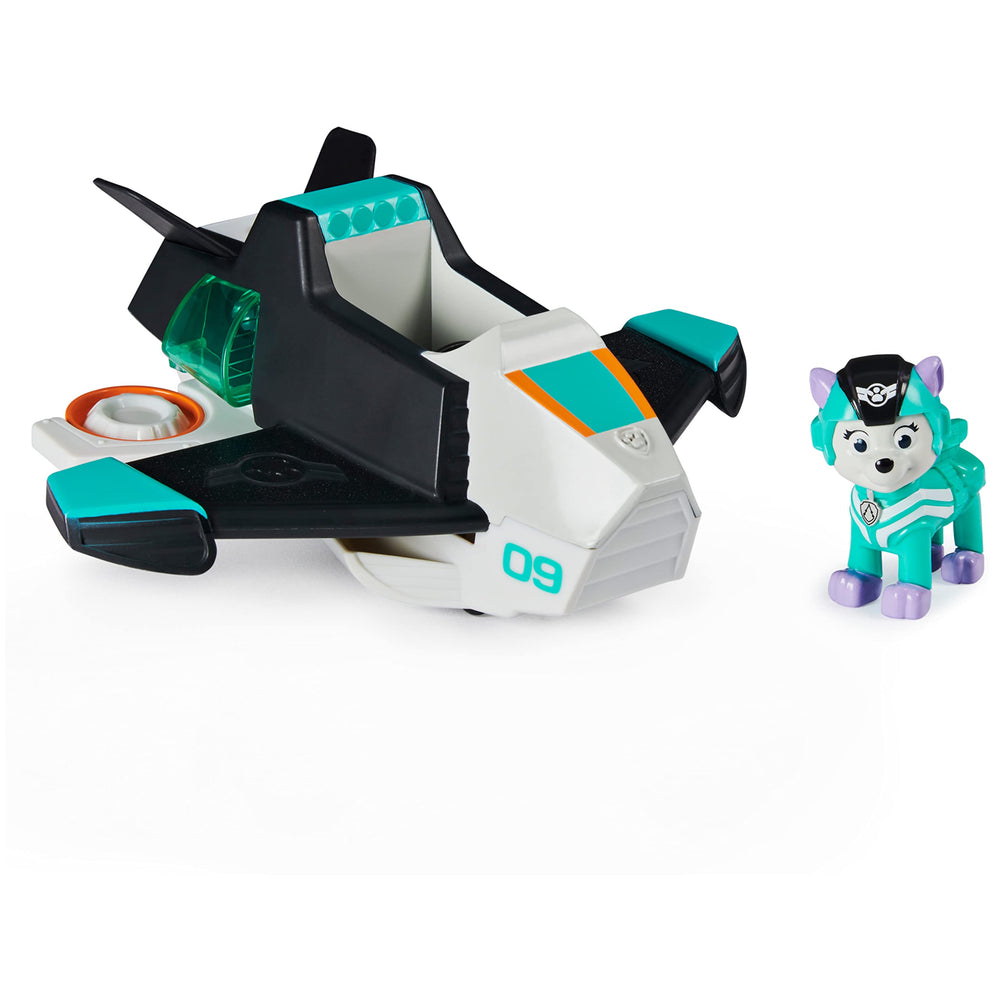 Paw Patrol Everest jet transforming wings illuminate during rescue mode for immersive playtime adventures.