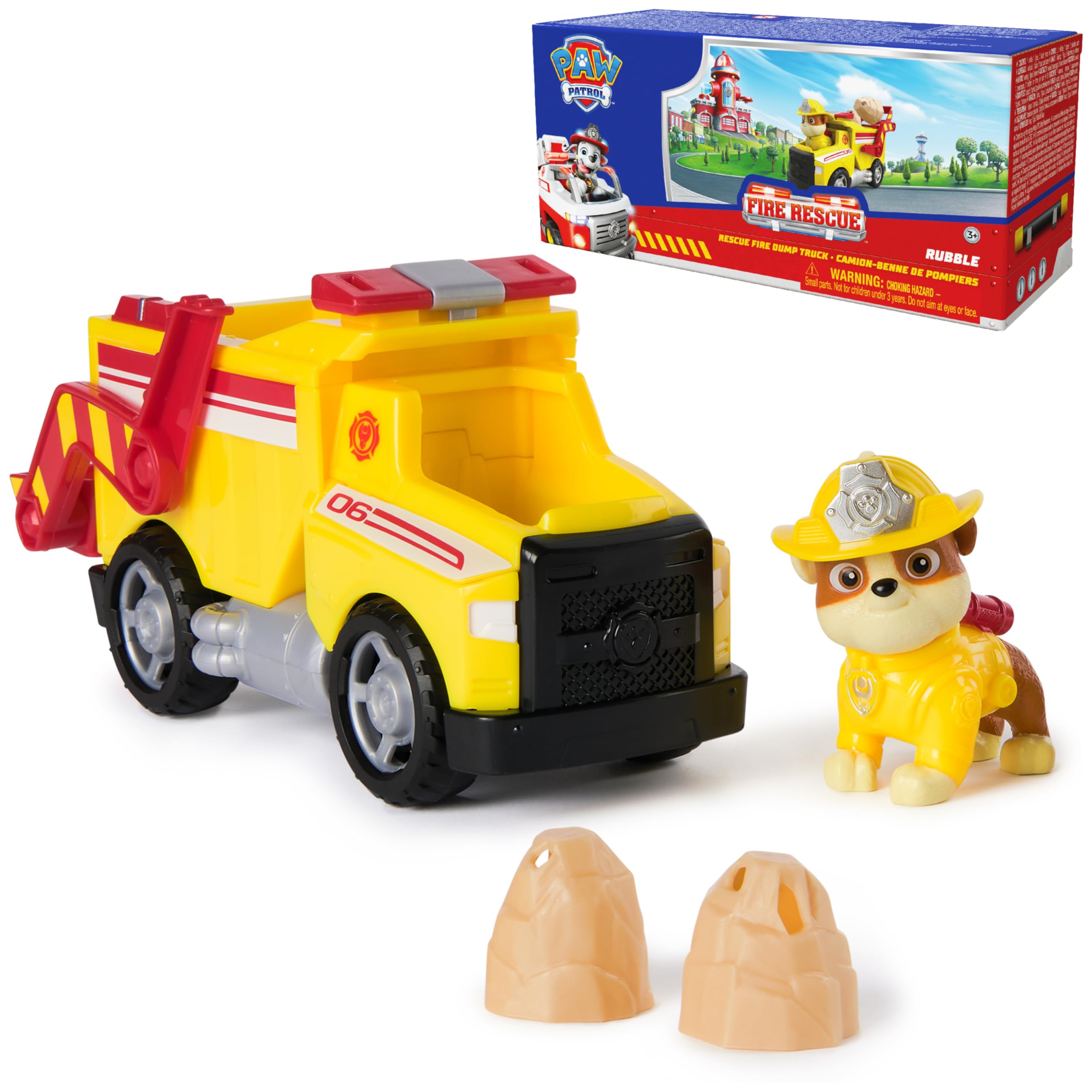 Paw Patrol Rubble Rescue Dump Truck front view for imaginative play