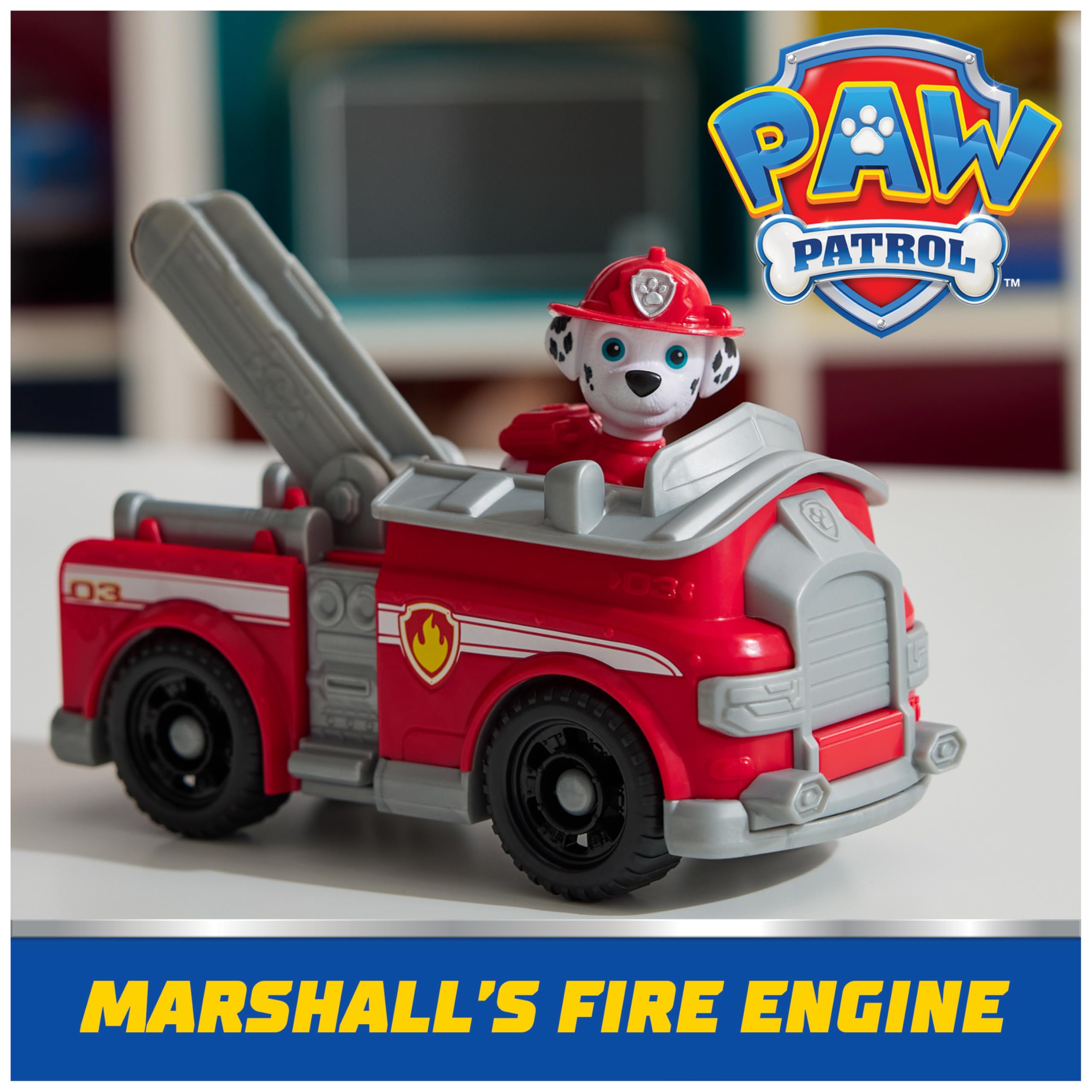 PAW Patrol Fire Truck driver seat clip enables realistic driving role-play.