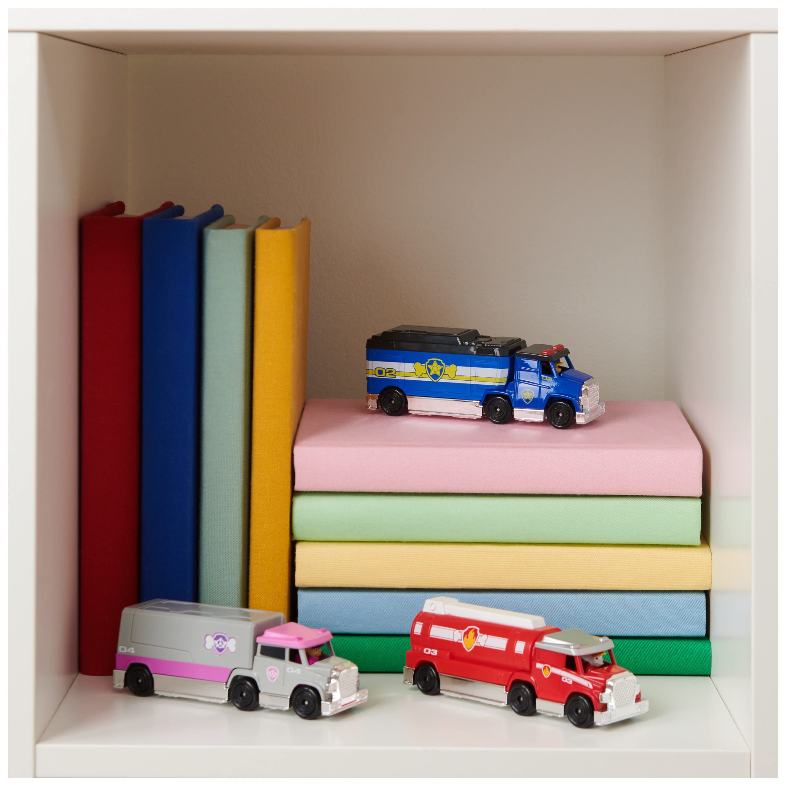PAW Patrol True Metal vehicles launch-ready for high-speed missions.