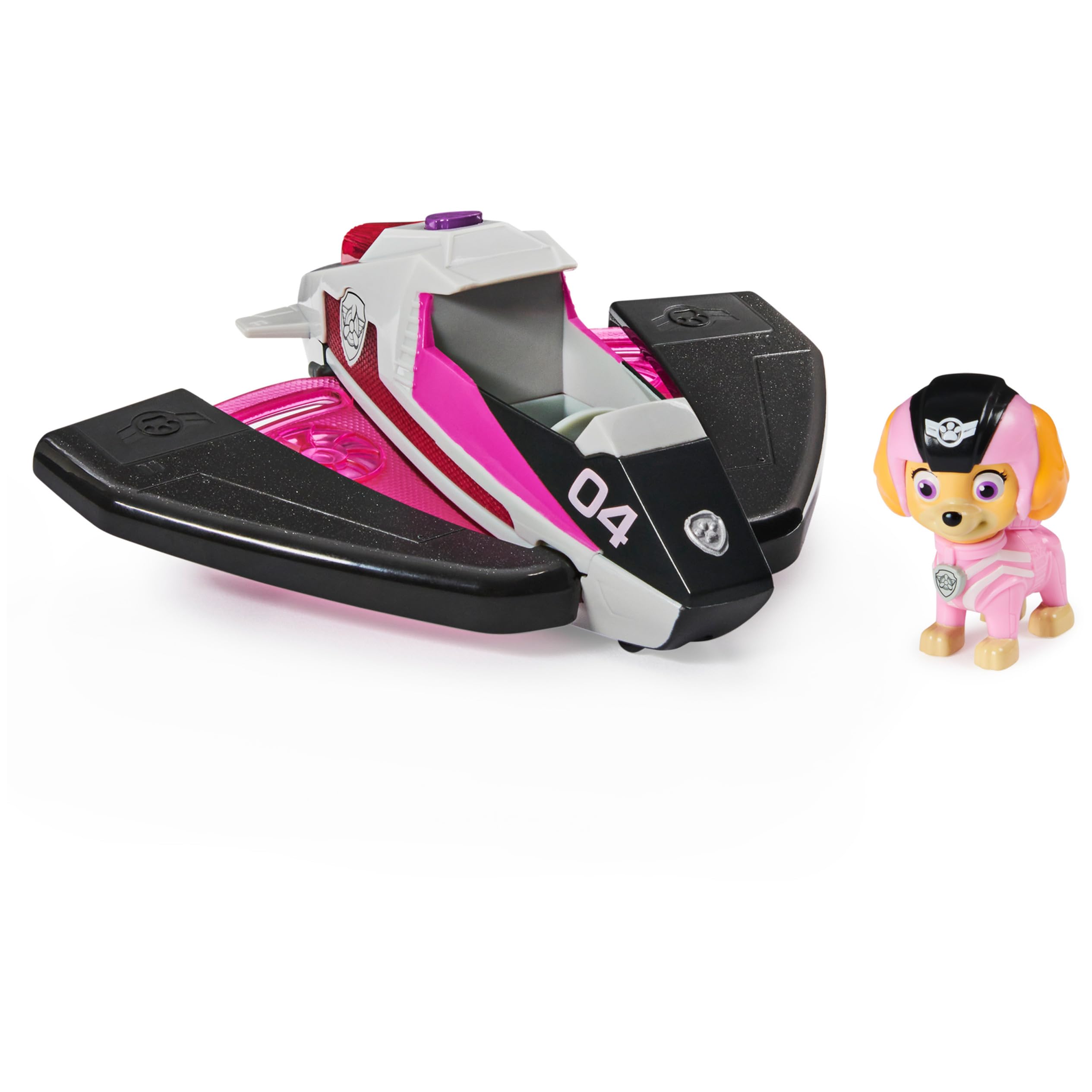 Paw Patrol Jet to the Rescue Skye Deluxe Vehicle in stealth mode with lights