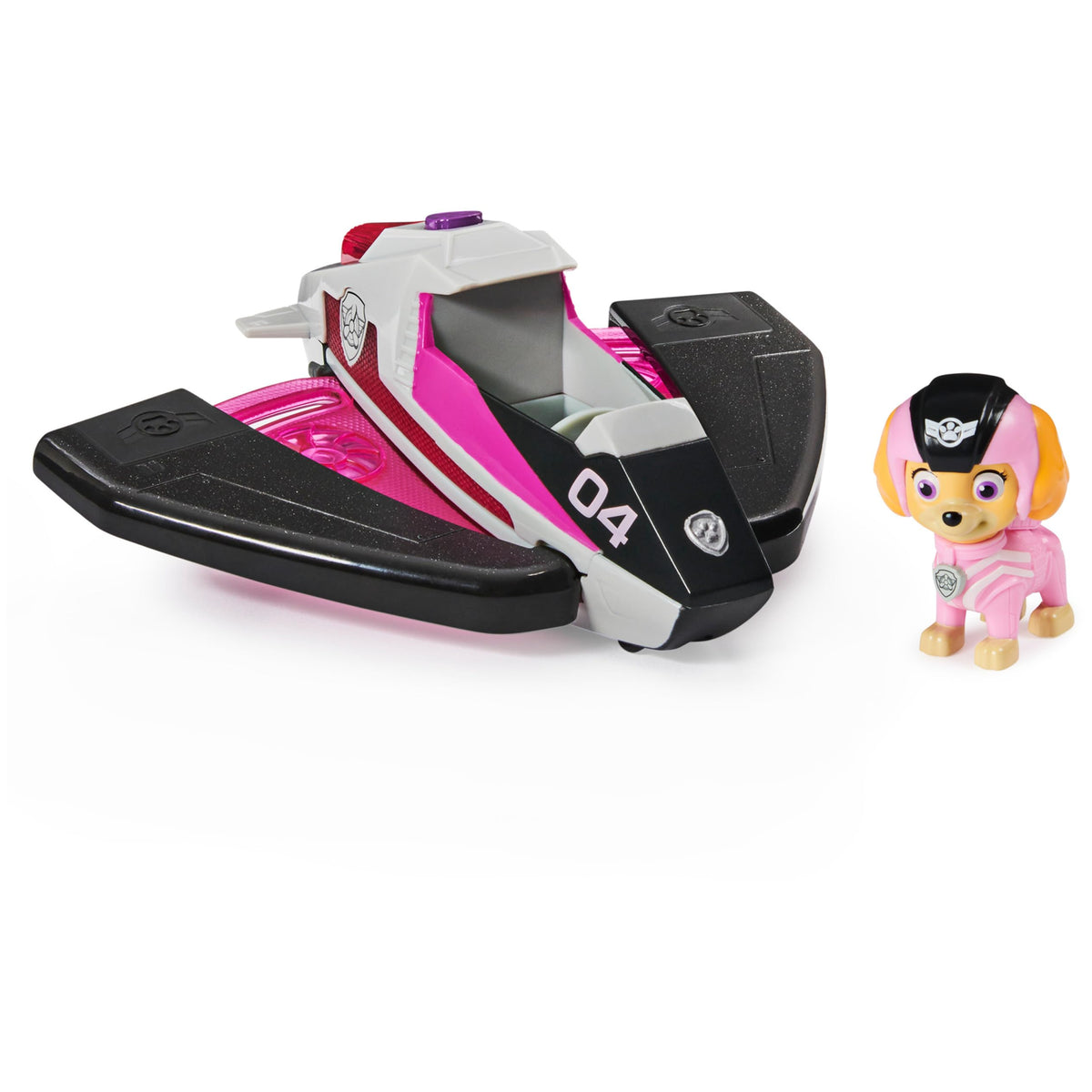 Paw Patrol Jet to the Rescue Skye Deluxe Vehicle in stealth mode with lights