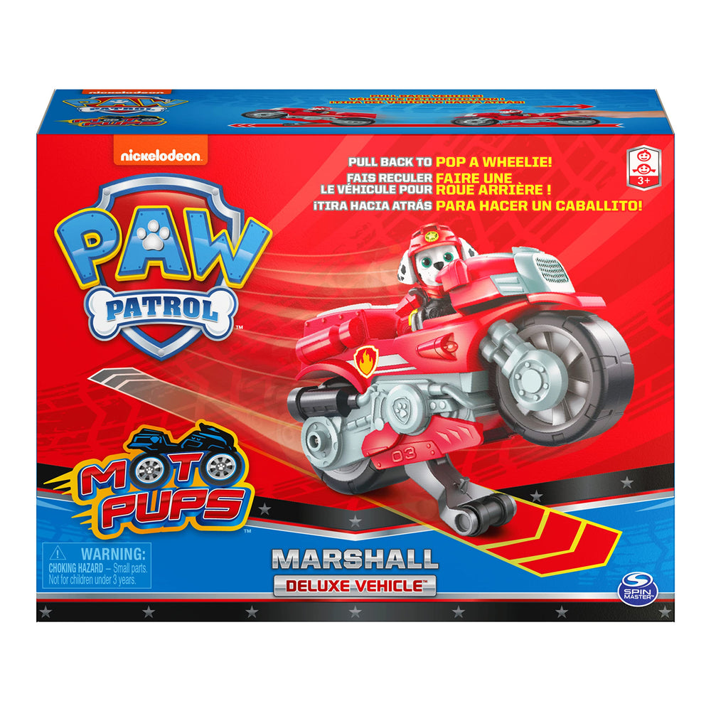 PAW Patrol Marshall figure in moto jacket and helmet ready for fast missions.