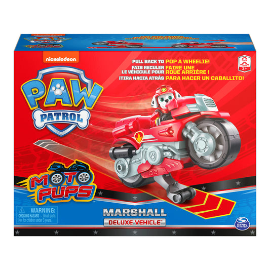 PAW Patrol Marshall figure in moto jacket and helmet ready for fast missions.