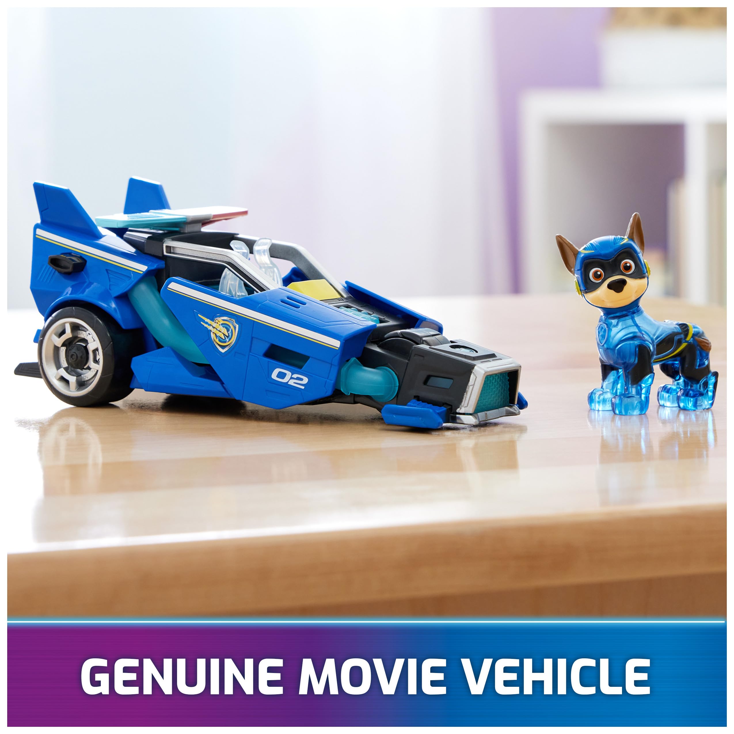 PAW Patrol Mighty Movie blue uniform detail for authentic movie-inspired styling.