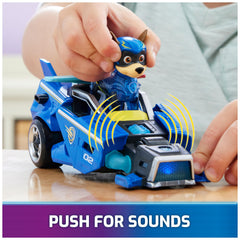 PAW Patrol Mighty Movie car seat clip activates illumination during rescues.