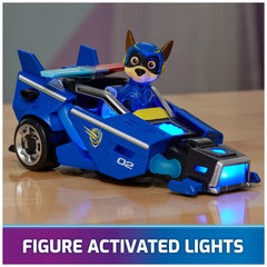 PAW Patrol Mighty Movie Chase figure lit-up showing translucent parts for realistic glow.