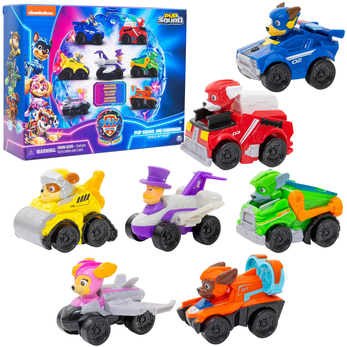 PAW Patrol Mighty Movie Chase racer car, authentic uniform for pretend rescue play