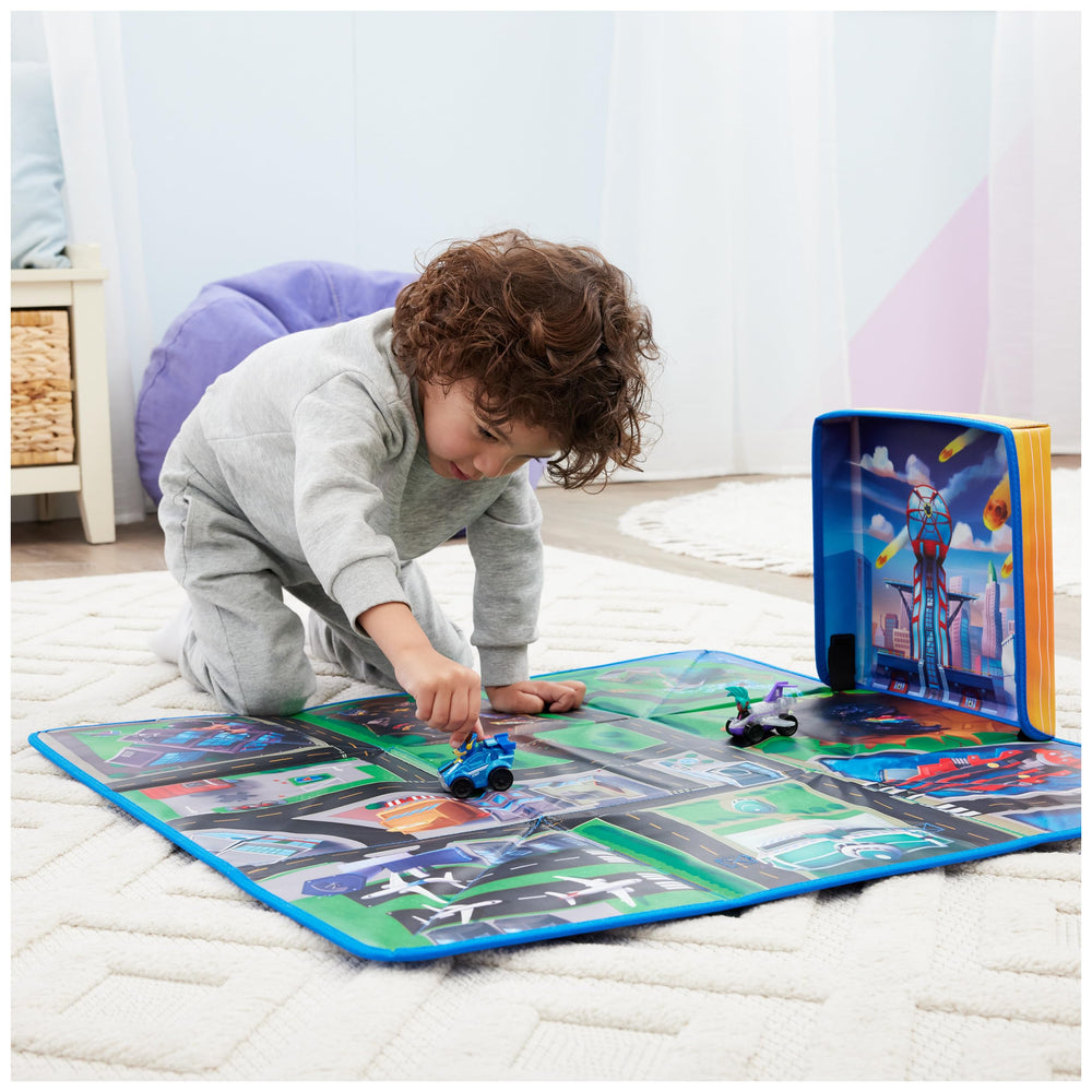 PAW Patrol Mighty Movie Playmat size two feet by two feet.
