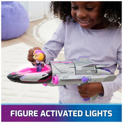 Paw Patrol Mighty Movie Skye cockpit with translucent accents lights during missions