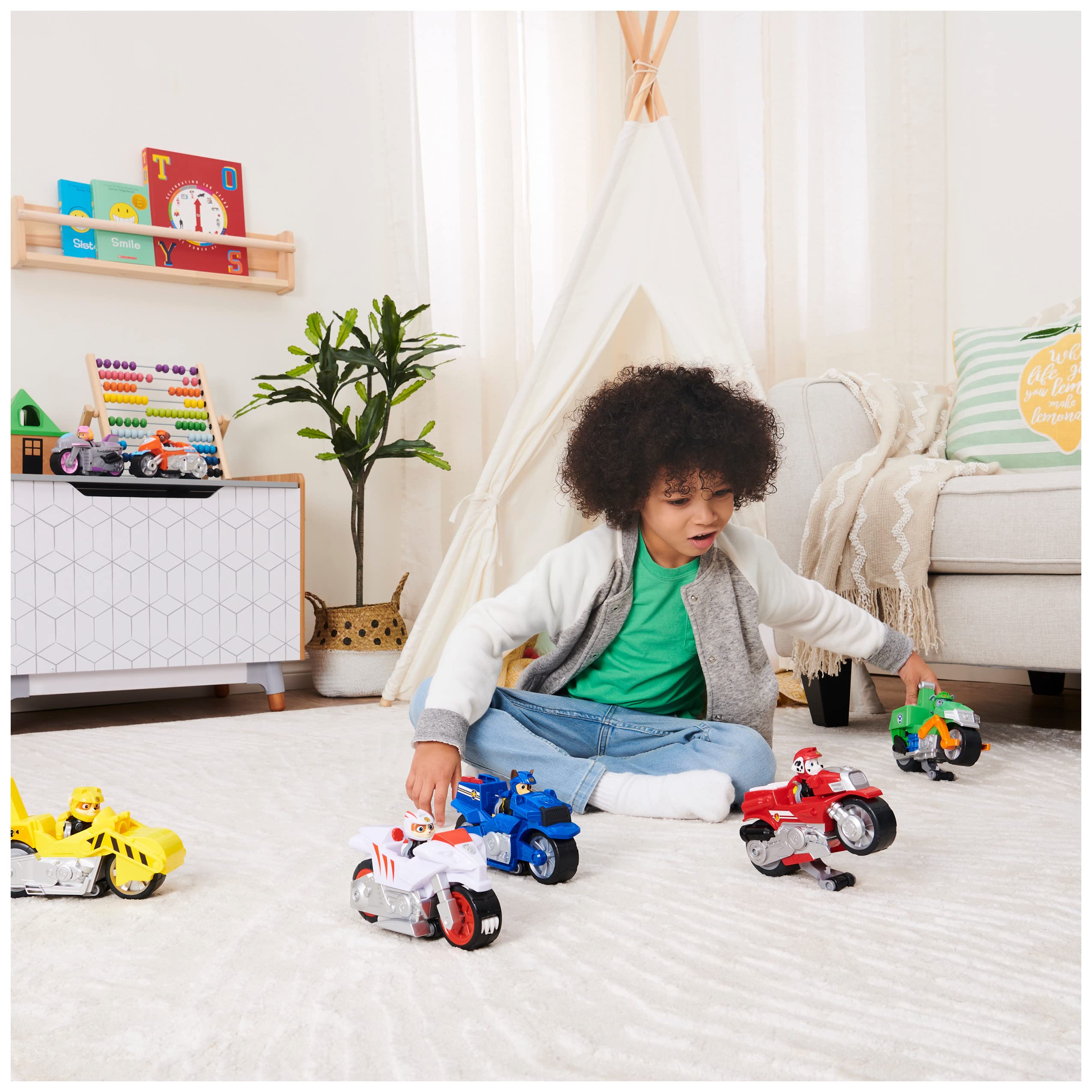 Chase sits securely in the driver's seat during high-speed adventures.