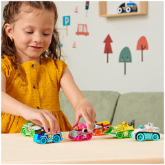 Paw Patrol neon graphics die-cast vehicles, real working wheels for action.