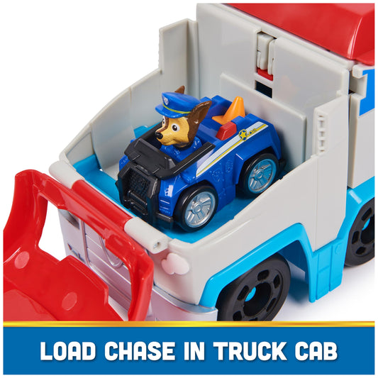 Paw Patrol Pup Squad Patroller cab roof action enables transforming play.