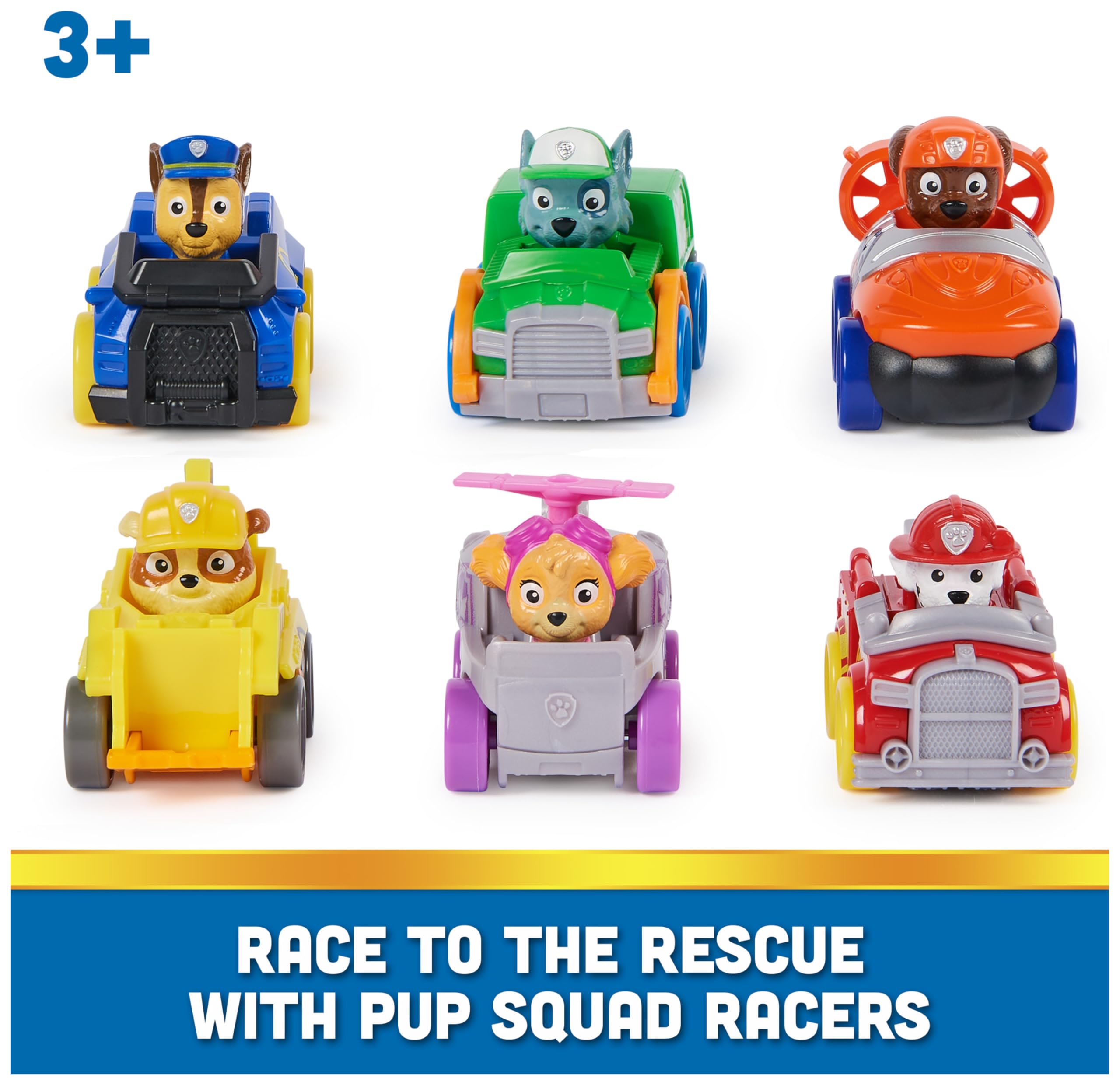 Paw Patrol Pup Squad Racer Skye toy car for fast-paced aerial-style adventures.