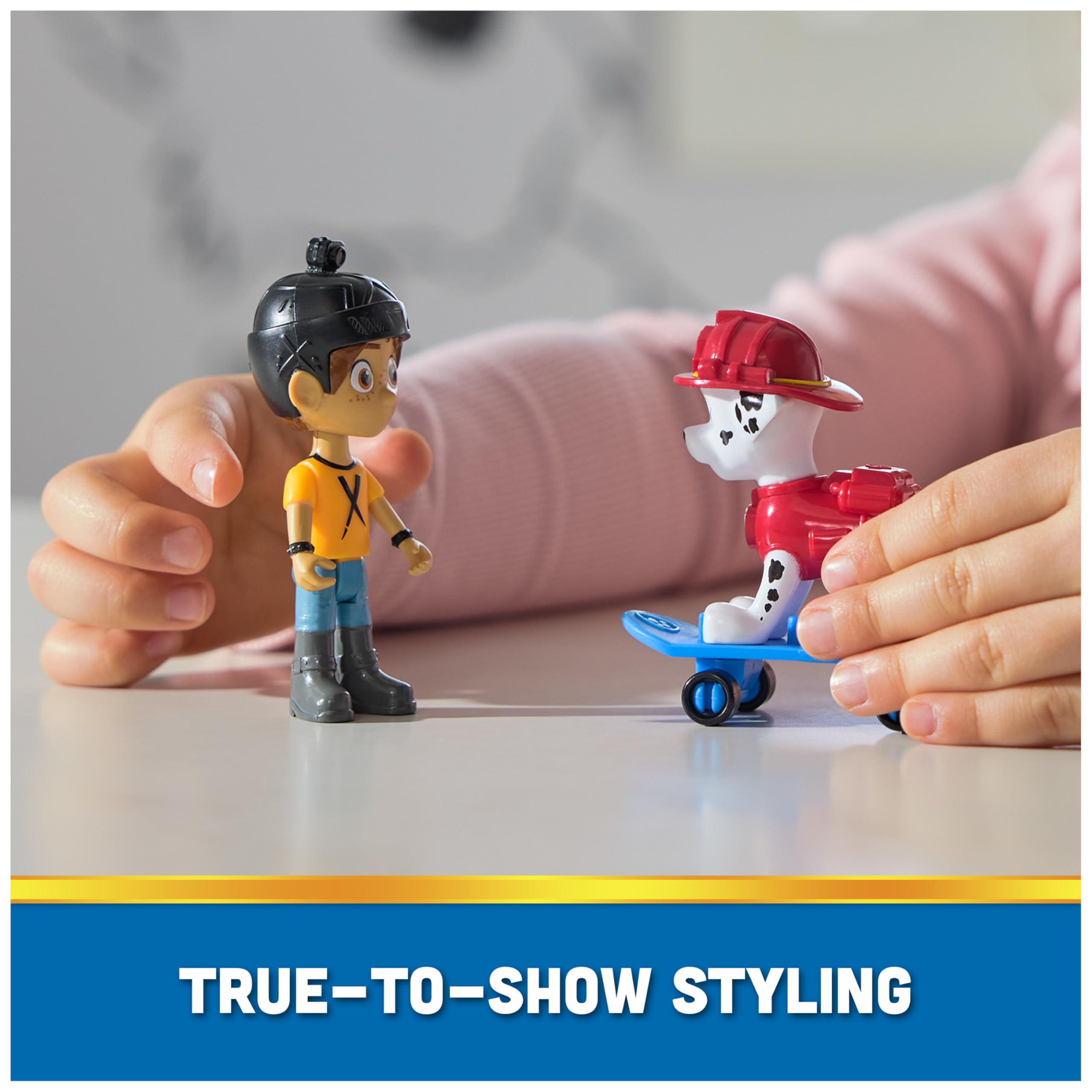 Paw Patrol rescue figures encourage cooperative pretend play.
