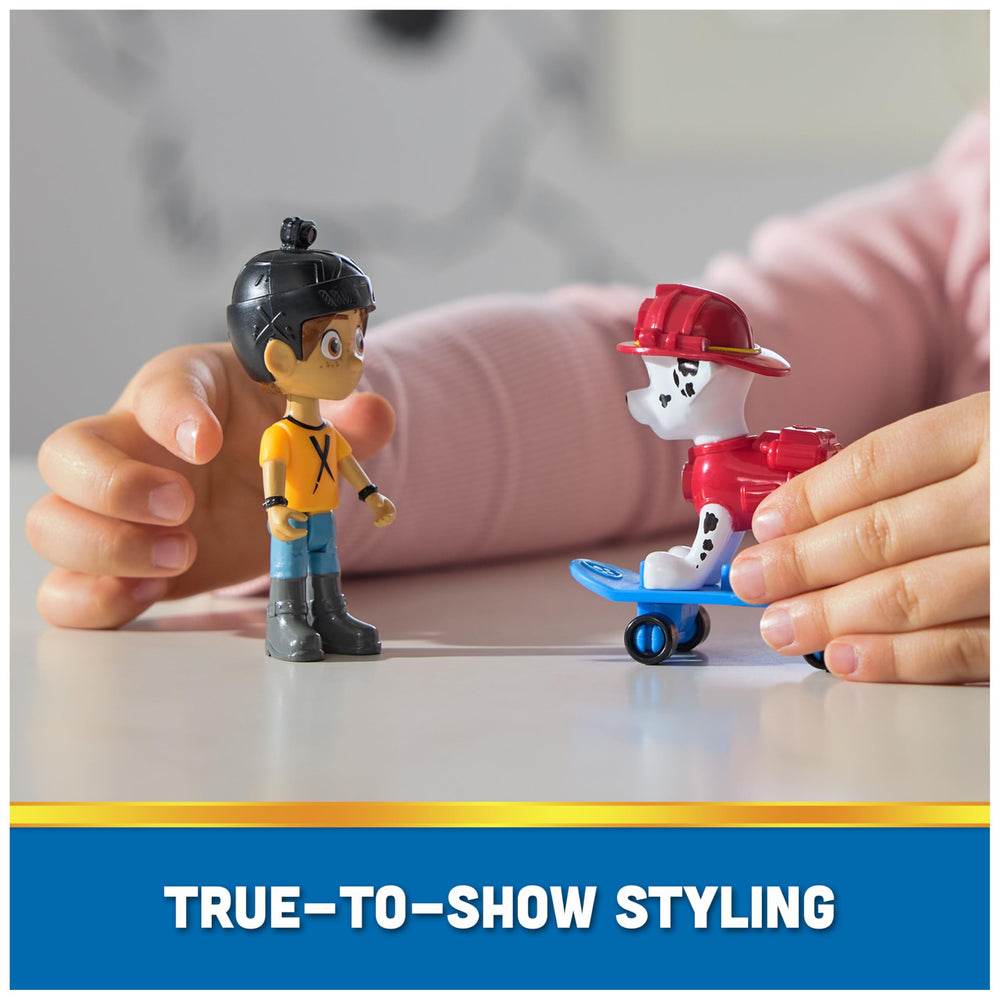 Paw Patrol rescue figures encourage cooperative pretend play.