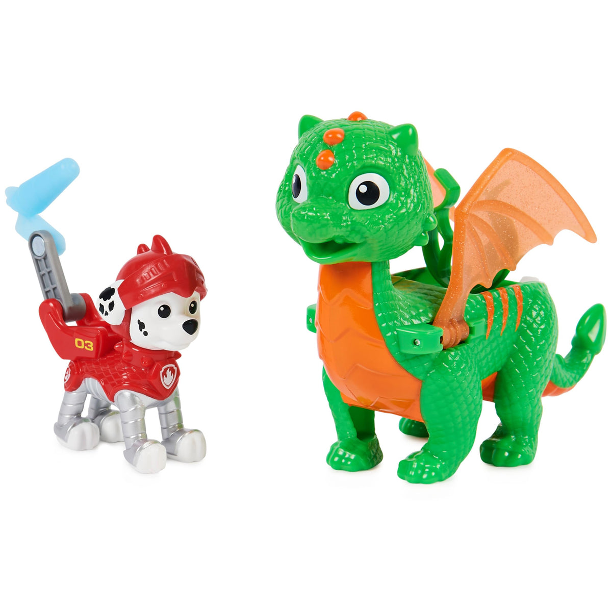 PAW Patrol Marshall in Rescue Knights armor ready for action play