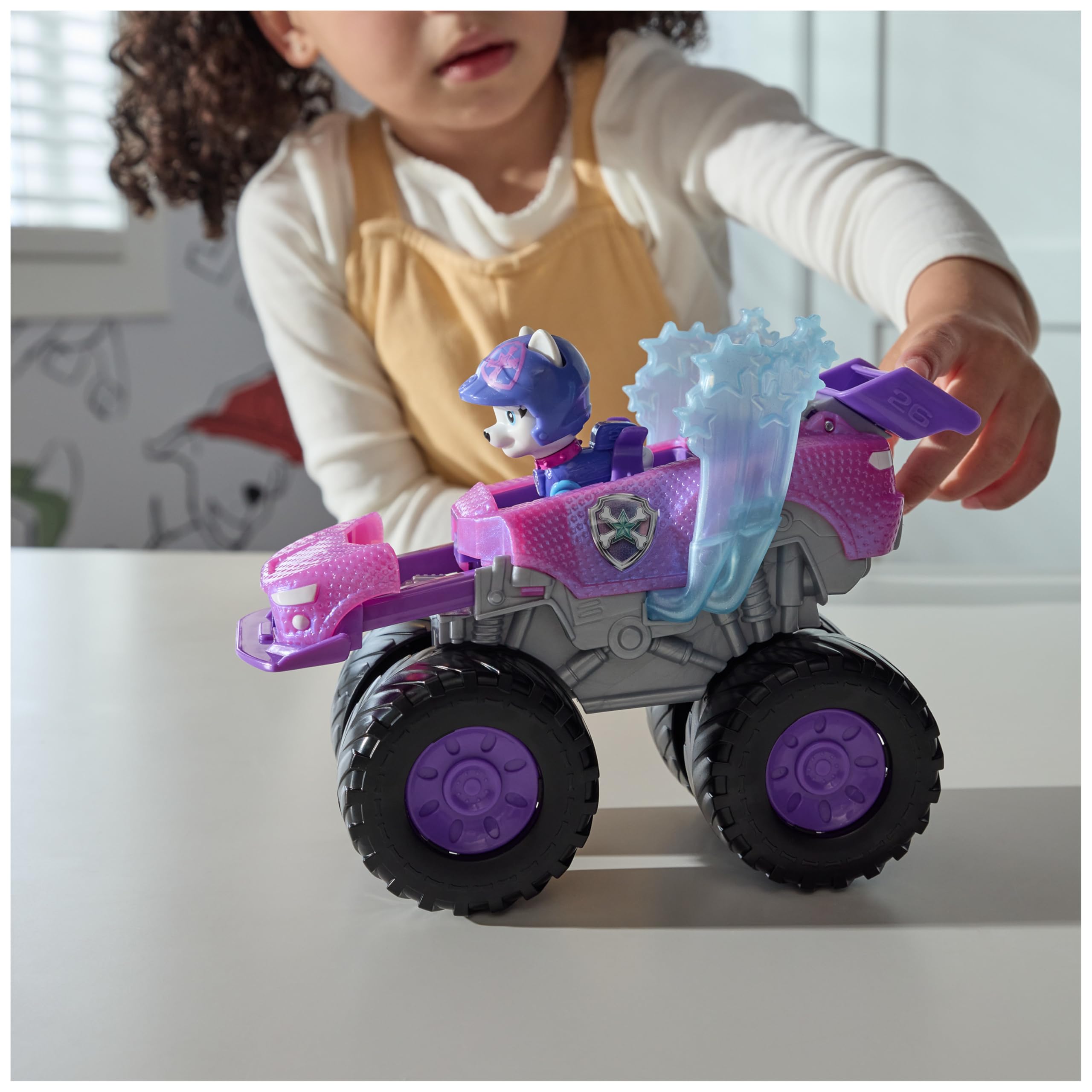 Oversized wheels enable off-road style adventures even on carpet.