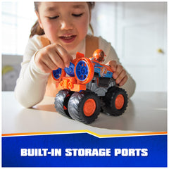 Oversized wheels enhance off-road play and sturdy stability during pretend missions.