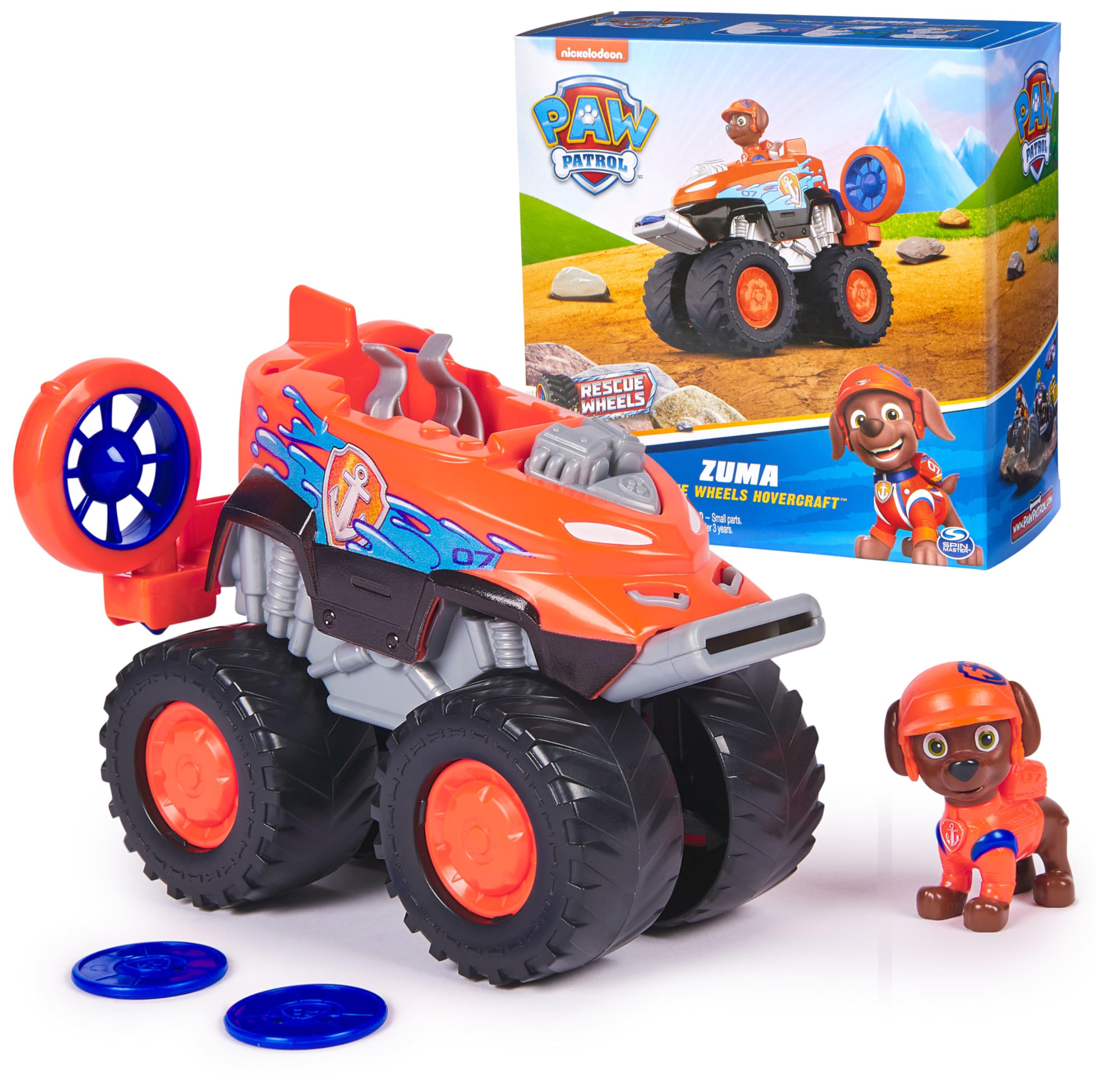 PAW Patrol Zuma's Hovercraft image shows rugged off-road styling for imaginative rescue play.