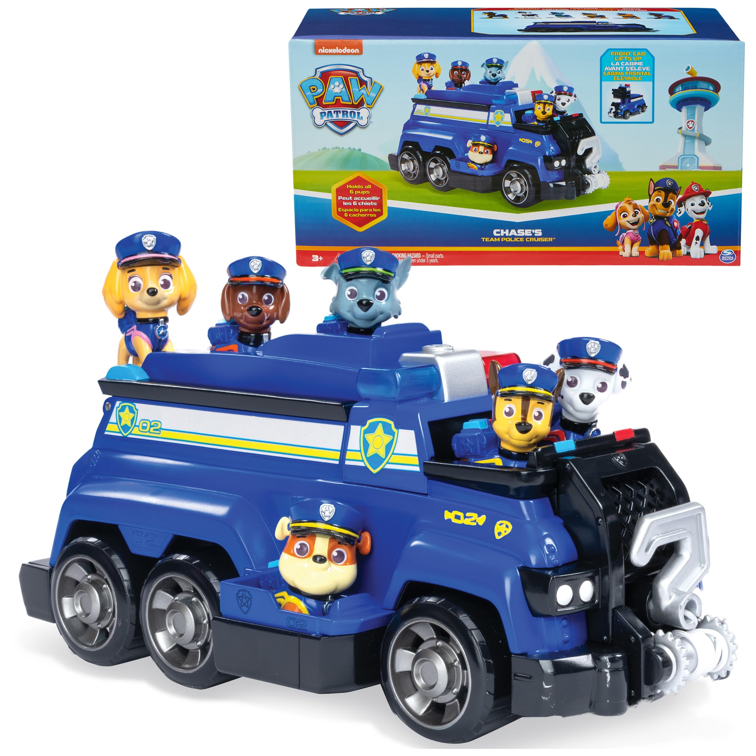 PAW Patrol Team Cruiser overview featuring six figures for imaginative rescue adventures.