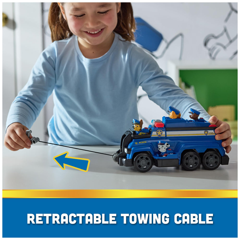 Skye figure enables aerial rescue play on the large vehicle.