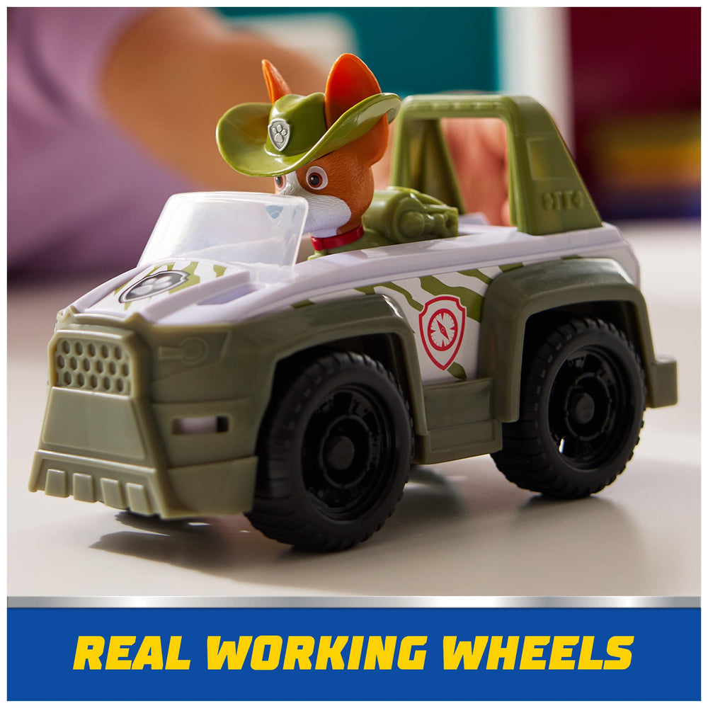 Paw Patrol Tracker driver seat clip supports quick mission setup.