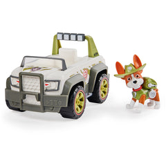 PAW Patrol Tracker Jungle Cruiser front view, off-road vehicle ready for rescue missions