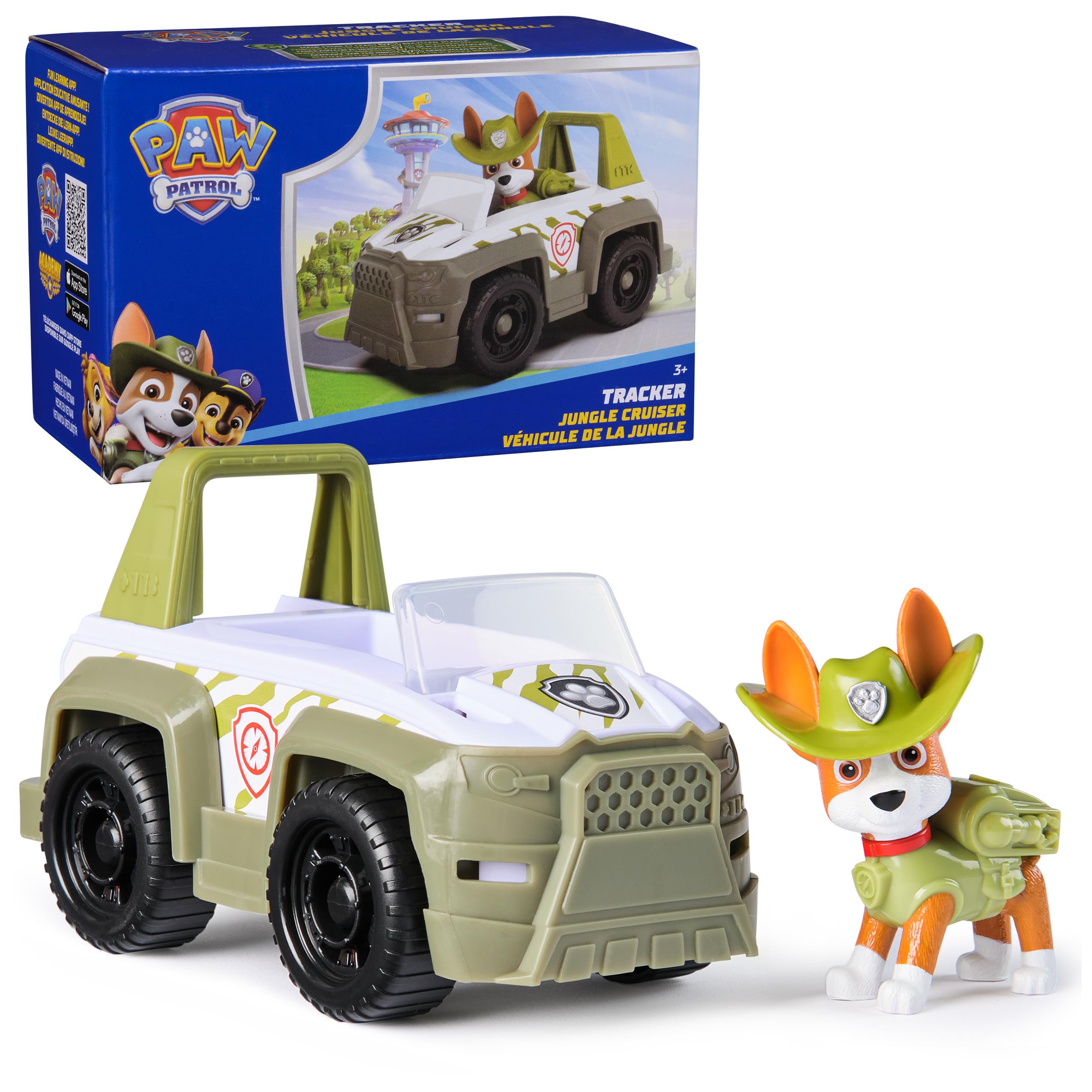 Paw Patrol Tracker jungle rescue vehicle with authentic detailing for imaginative adventures.