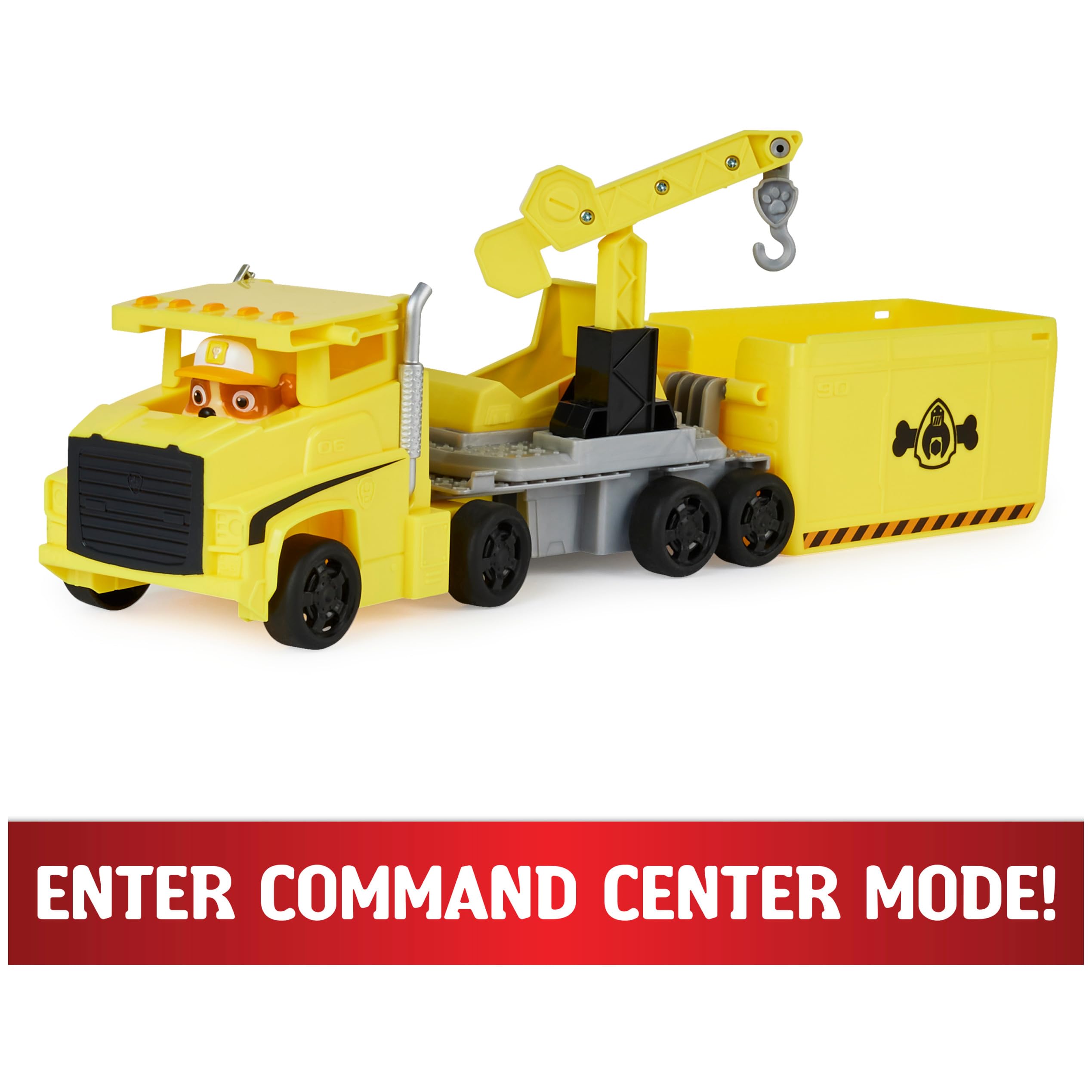 Paw Patrol transforming truck cab roof open for quick driver switch.