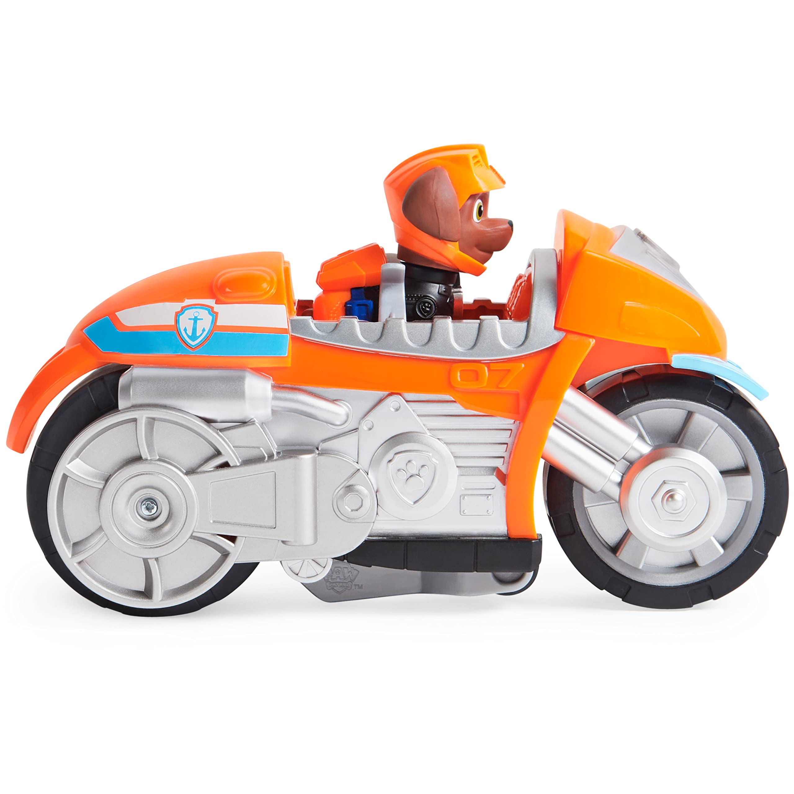 Zuma wearing helmet and jacket with detailed gear