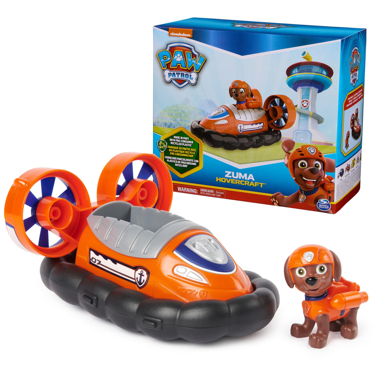 Paw Patrol Zuma hovercraft front view with authentic details for imaginative rescue play